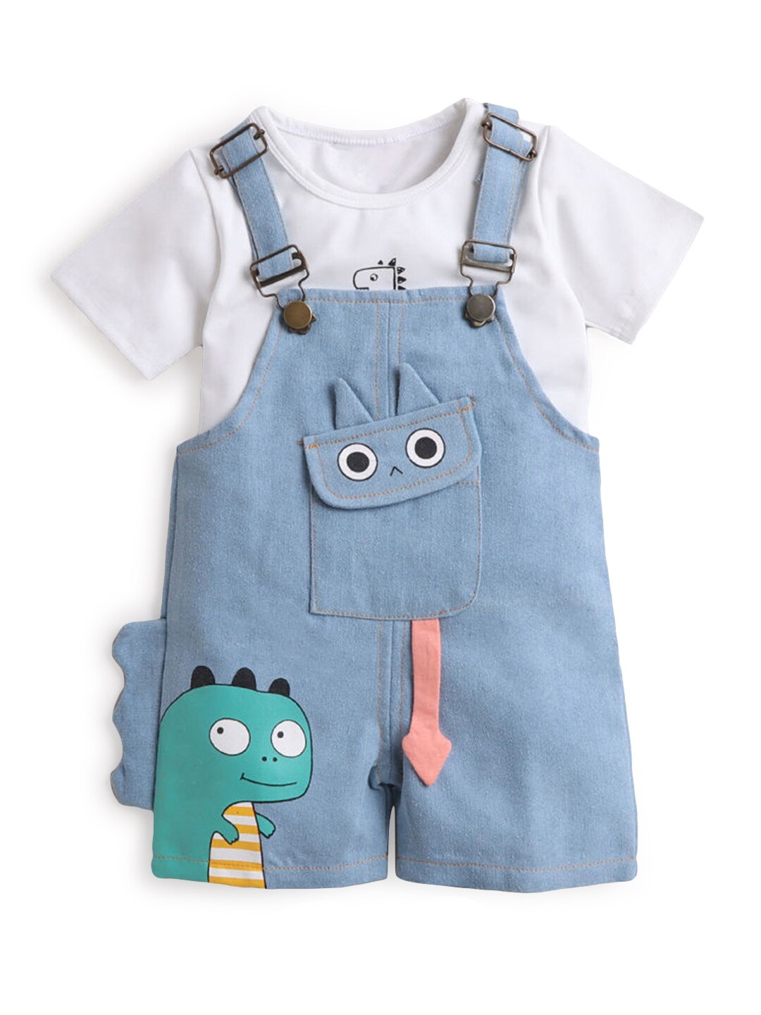 

Hopscotch Boys Blue & White Printed T-shirt with Shorts