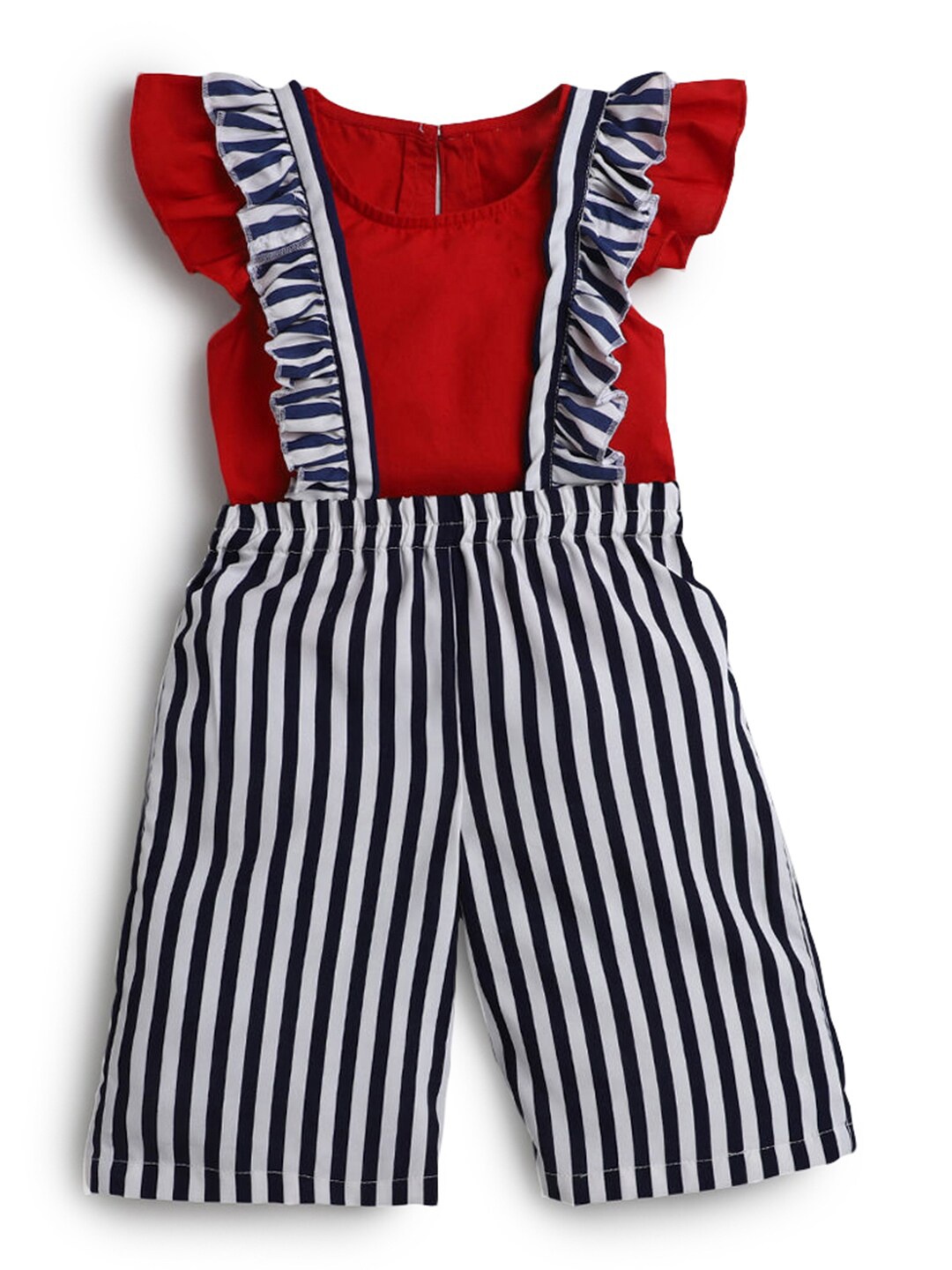 

Hopscotch Girls Magenta & Blue Pure Cotton Top with Dungaree