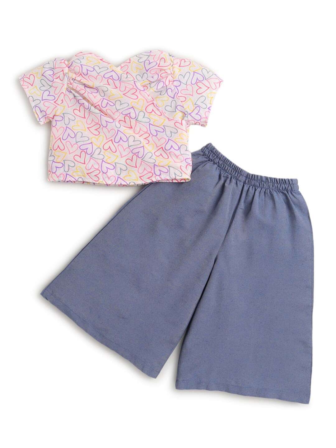 

Hopscotch Girls White & Grey Printed Pure Cotton Top with Trousers