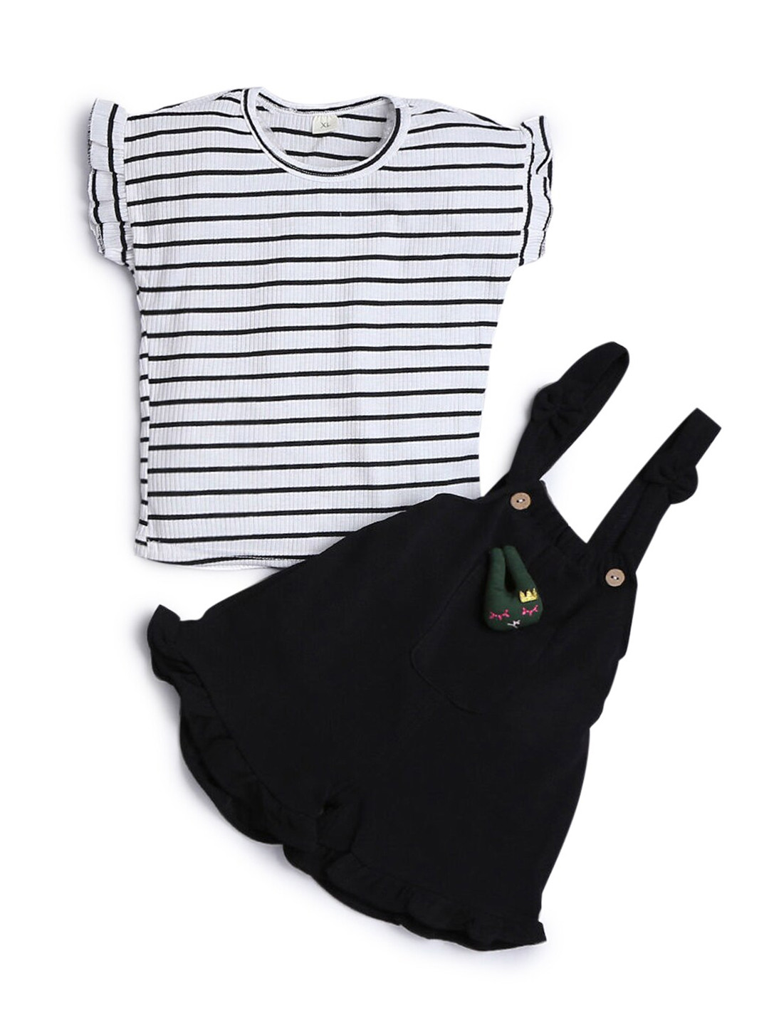 

Hopscotch Girls Black & White Striped Top with Capris