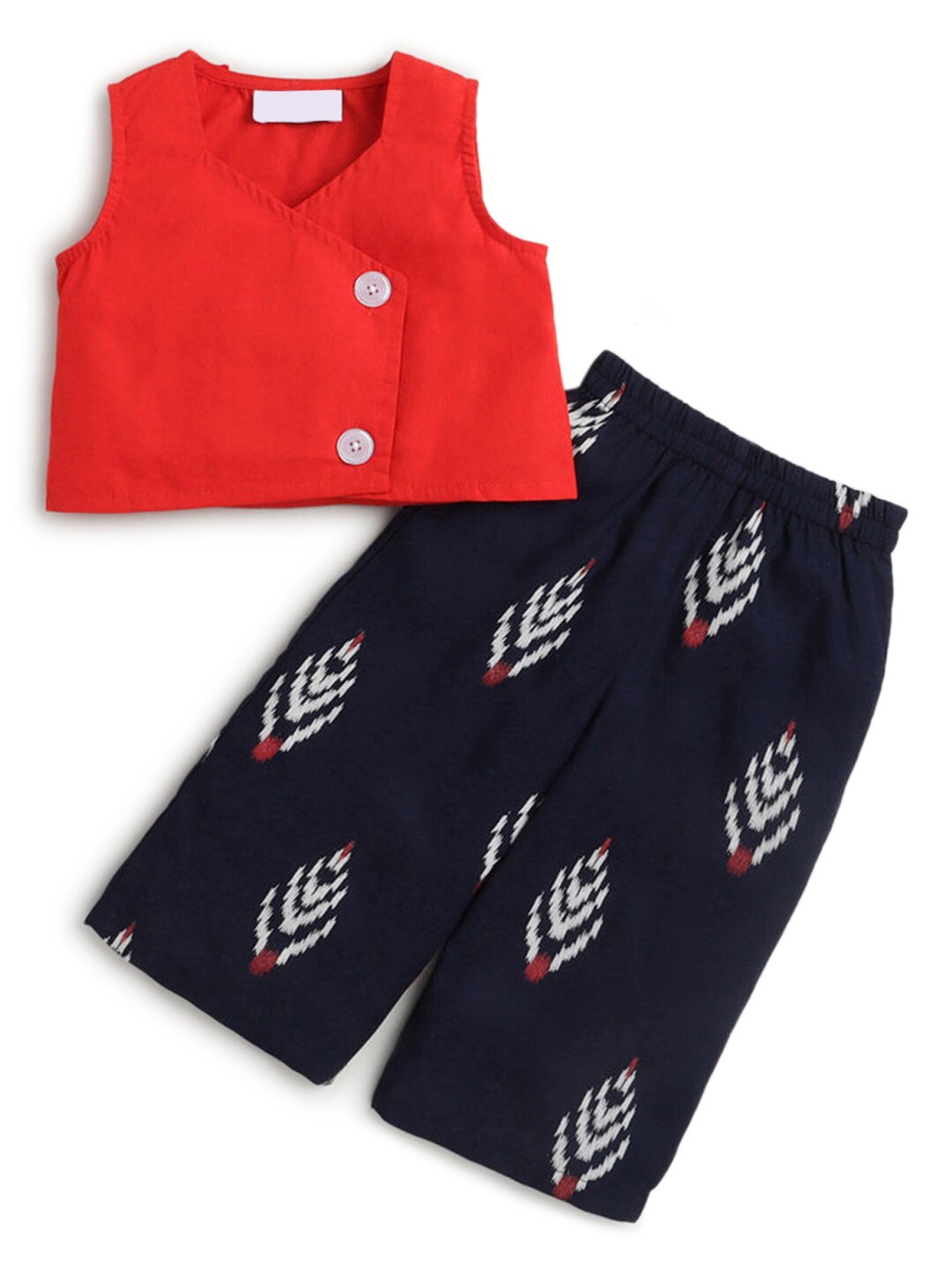 

Hopscotch Girls Red & Black Pure Cotton Top with Trousers