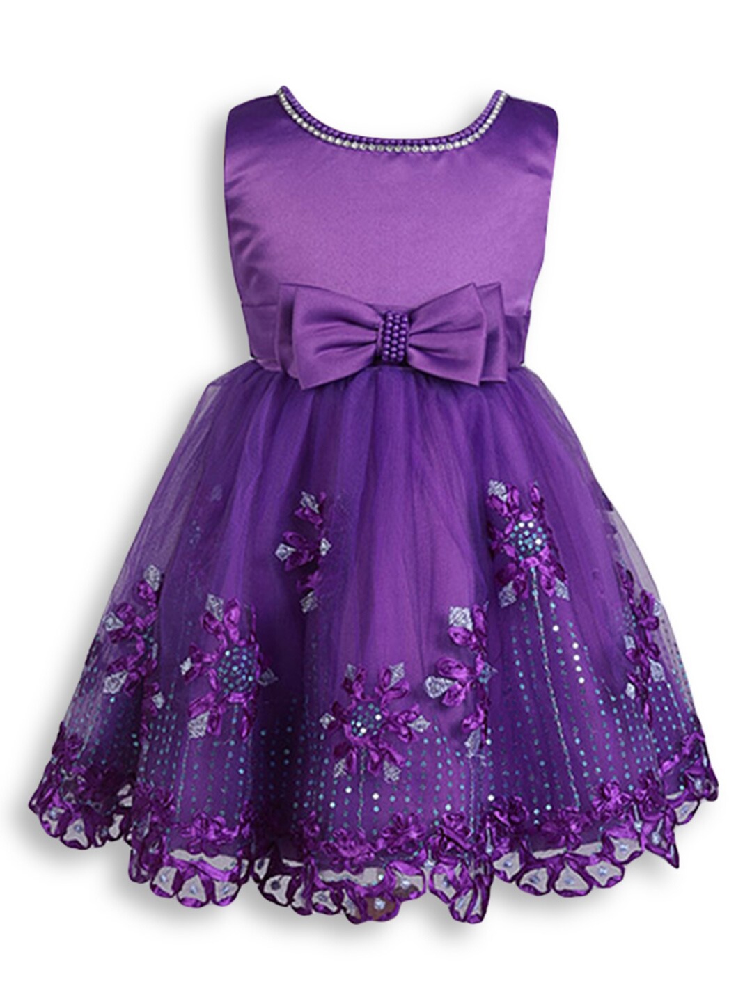 

Hopscotch Purple Floral Embellished Dress