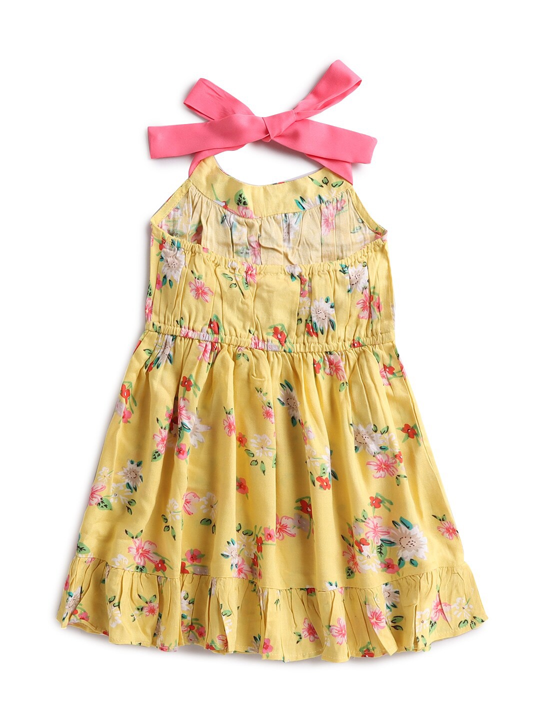 

Hopscotch Girls Yellow & Pink Floral Fit & Flare Dress