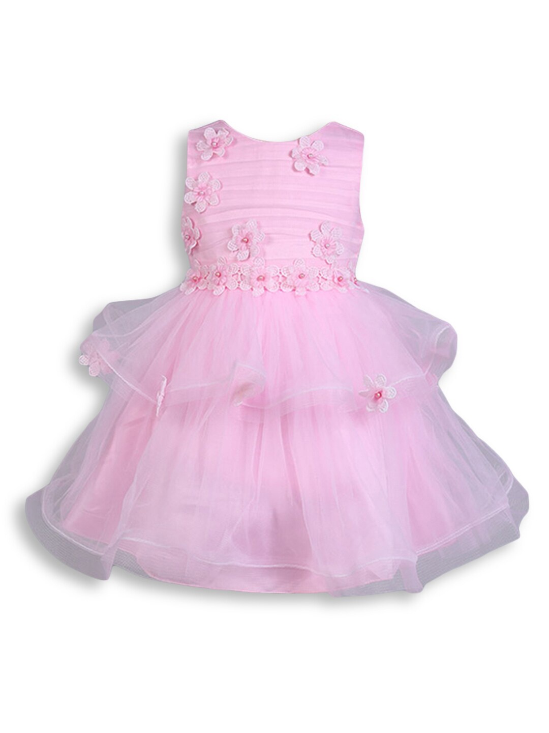 

Hopscotch Peach-Coloured Embellished Fit & Flare Dress