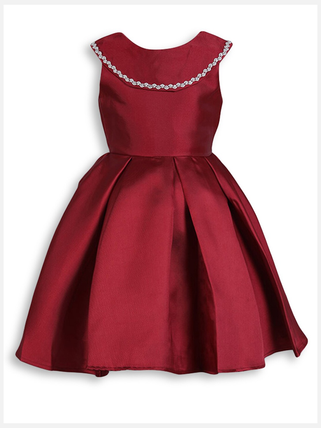 

Hopscotch Girls Maroon Solid Fit & Flare Dress