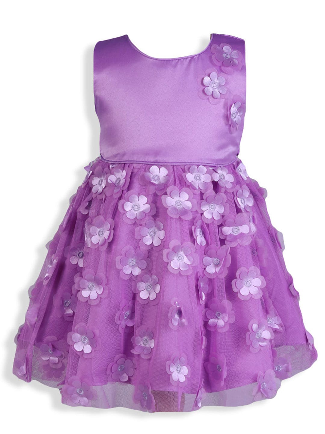 

Hopscotch Girls Purple Floral Embroidered Net Gown Dress
