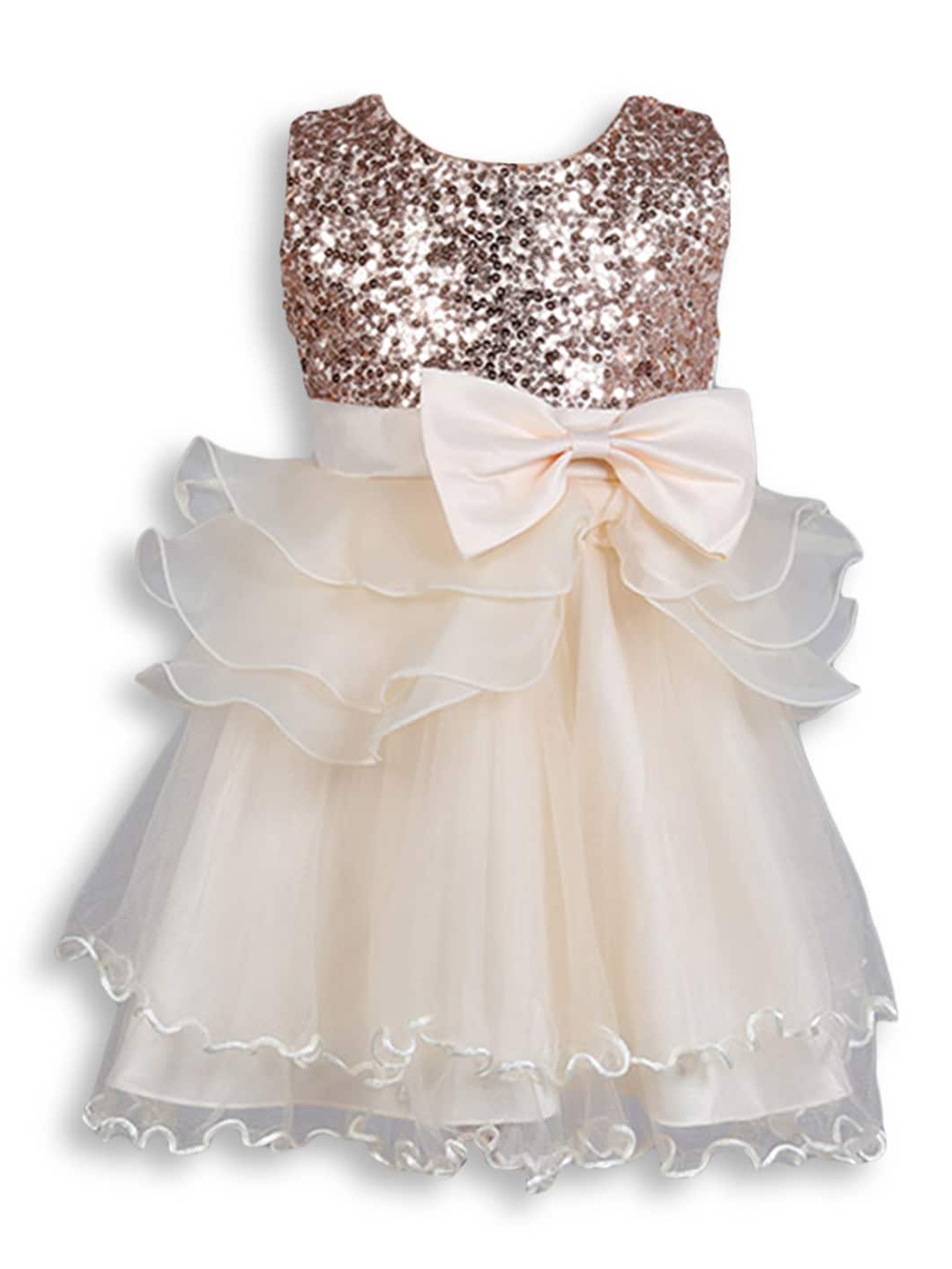 

Hopscotch Girls Beige Embellished Party Dress