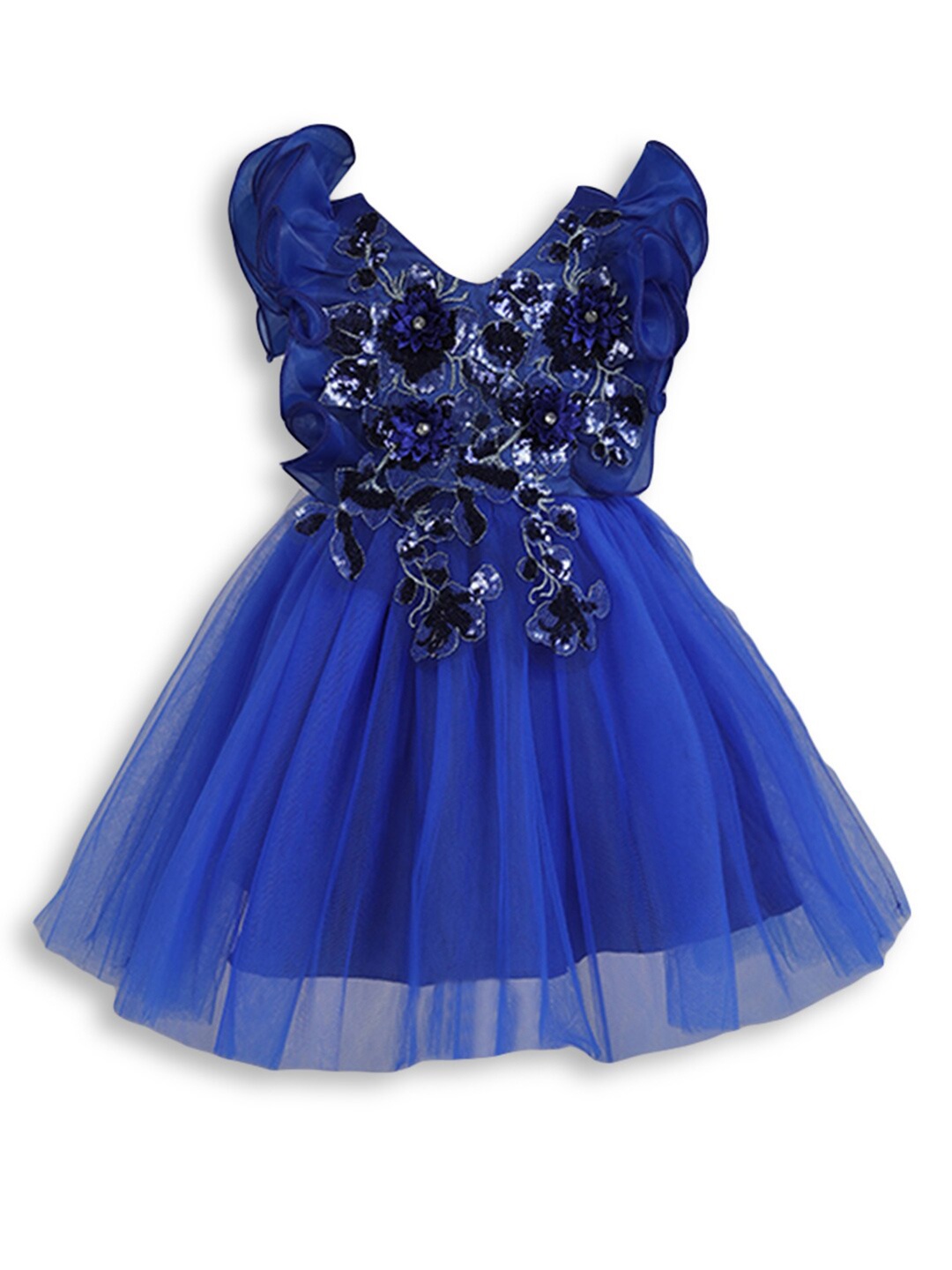 

Hopscotch Girls Blue Embellished Cotton Gown Dress