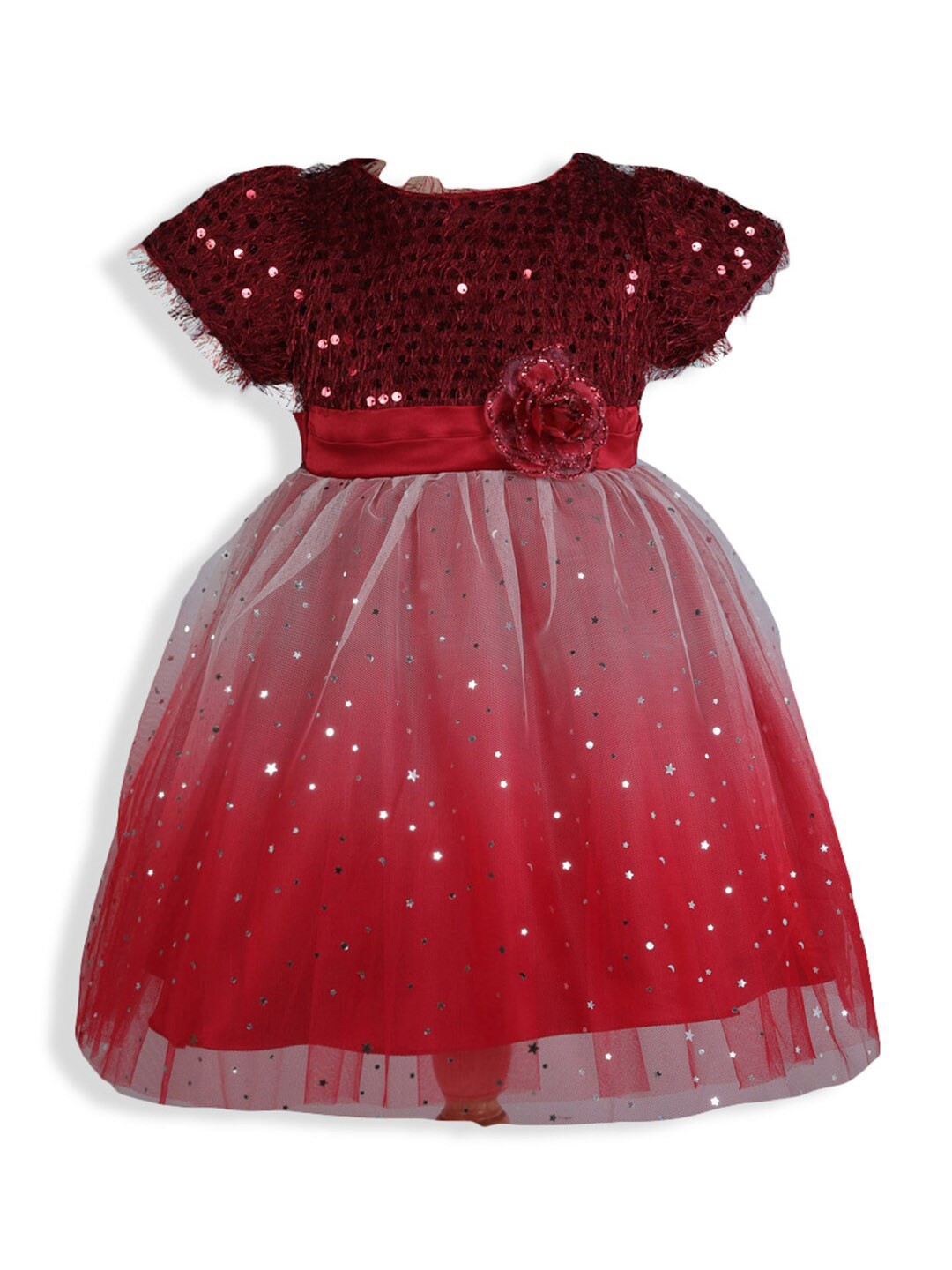 

Hopscotch Girls Red Embellished Embroidered Gown Dress