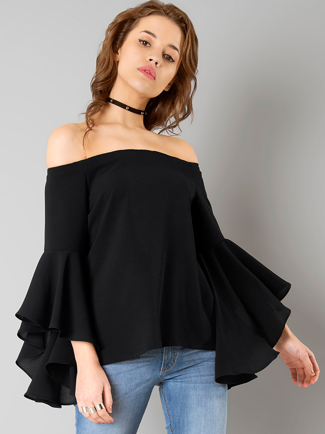

FabAlley Black Bardot Top