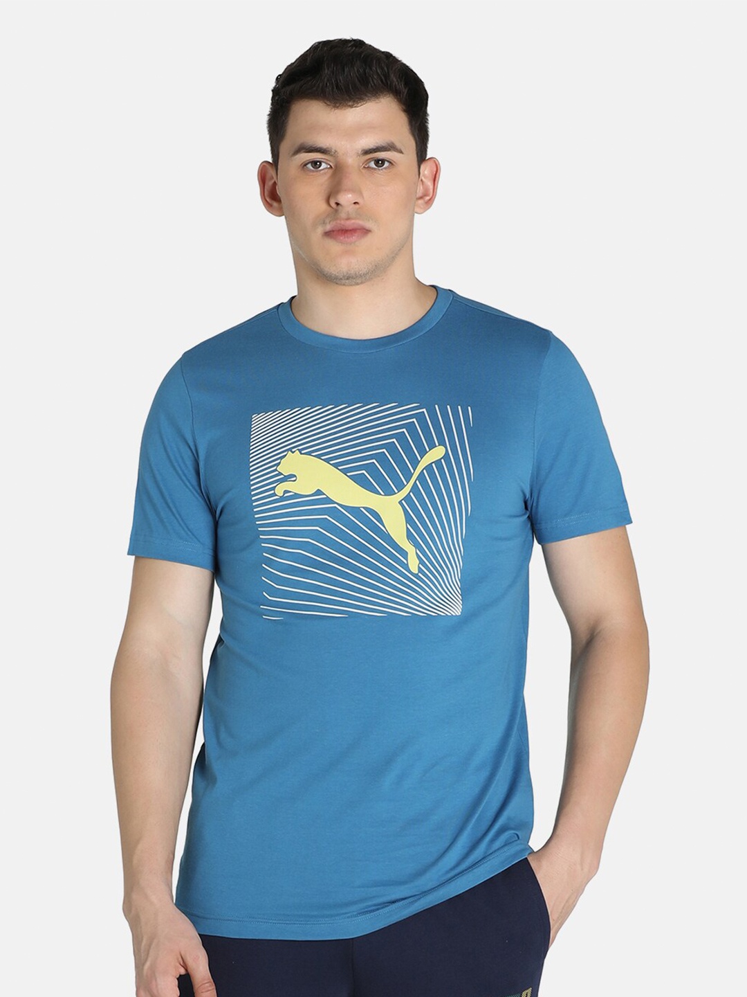 

Puma Men Blue Brand Logo Printed T-shirt