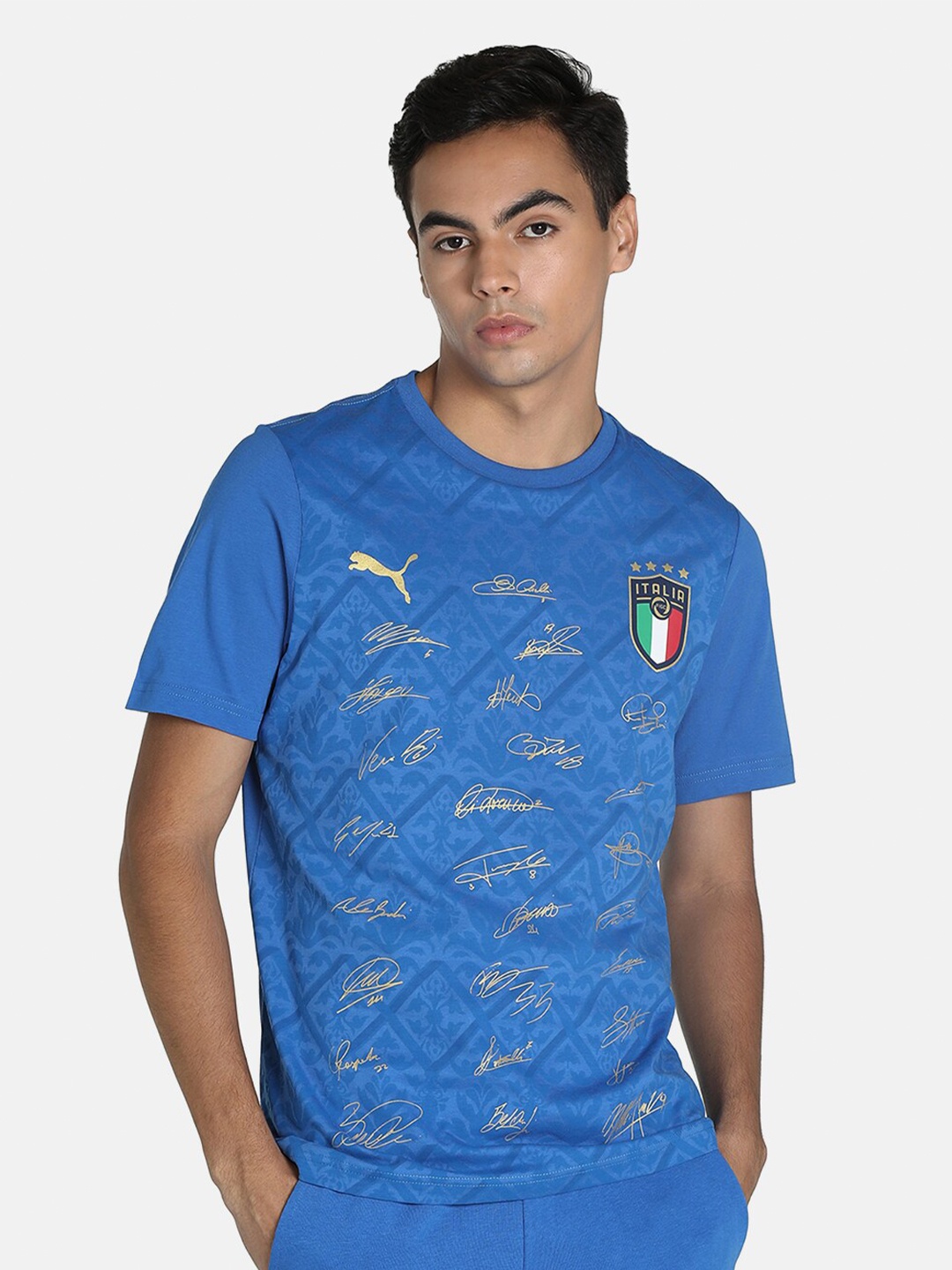 

Puma Men Blue Typography Printed T-shirt