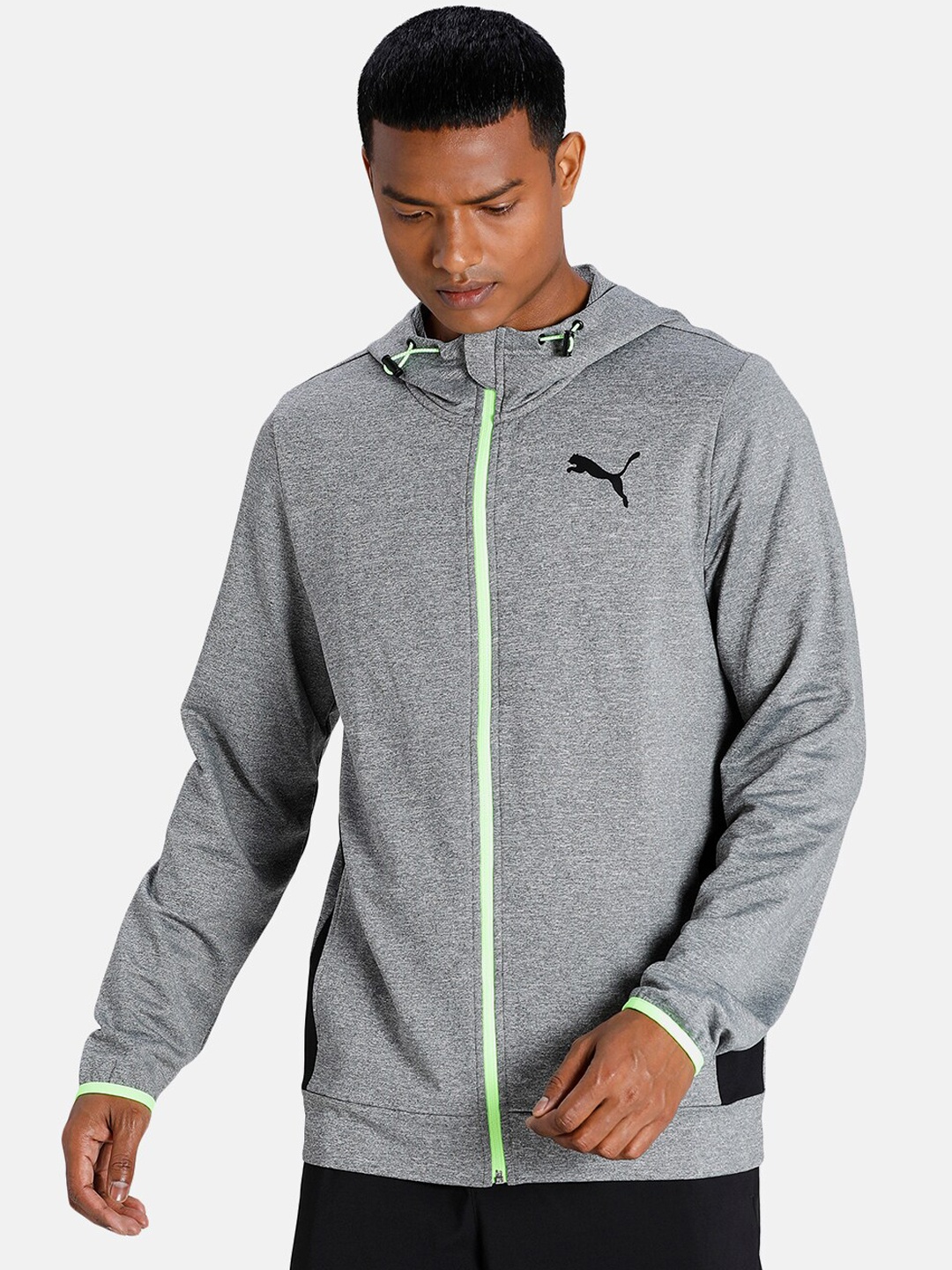 

Puma Men Grey Open Front Hooded Sporty Jacket