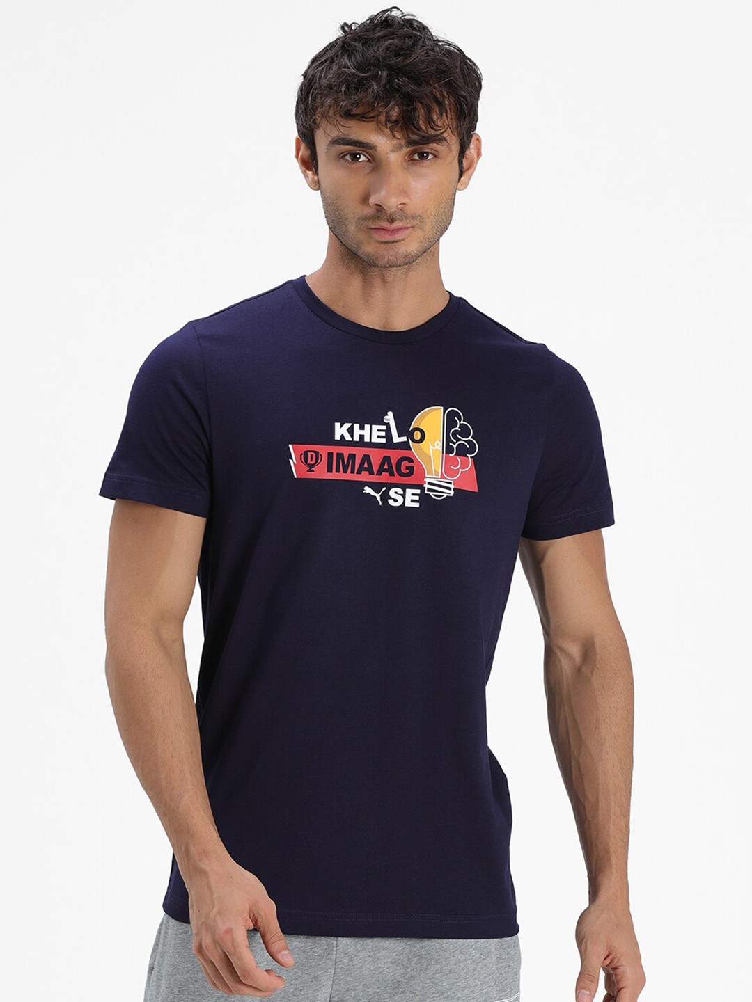 

Puma Men x Dream11 Cotton Roundneck Printed Slim Fit Cotton T-shirt, Blue