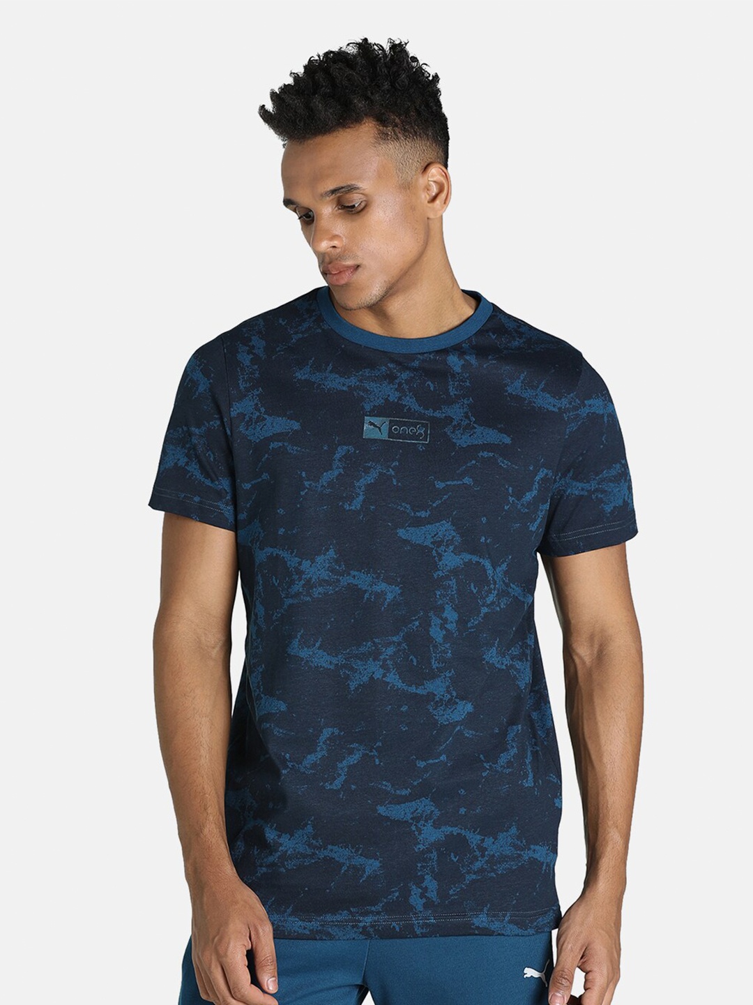 

Puma Men Printed Slim Fit Cotton T-shirt, Blue