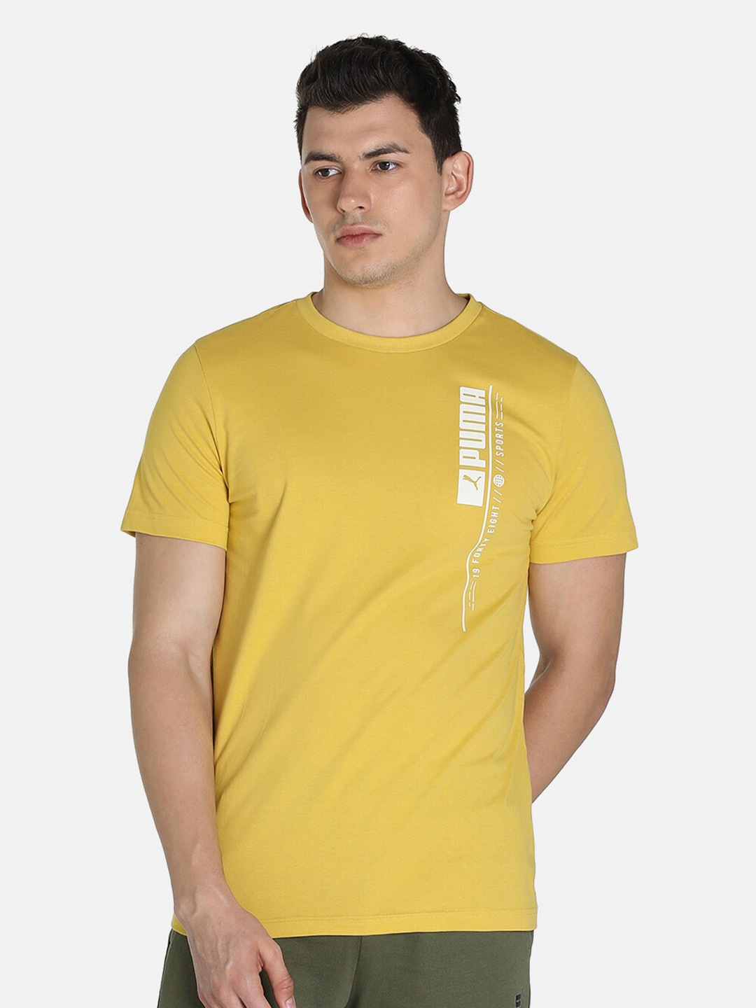 

Puma Men Yellow Typography Printed T-shirt