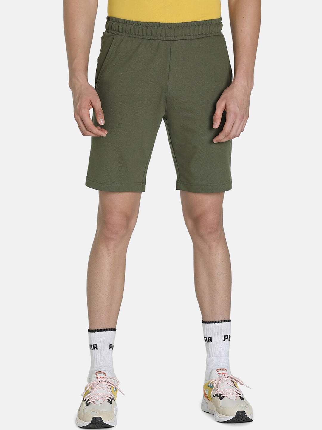 

Puma Men Green Slim Fit 19 Forty Eight Graphic Shorts