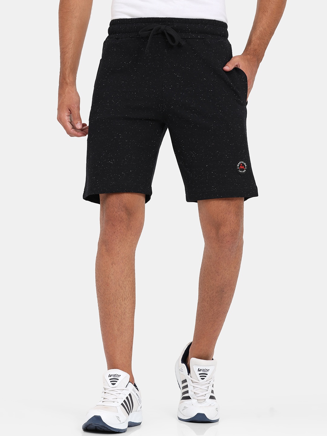 

Masculino Latino Men Black Printed Rapid Dry Cotton Sports Shorts