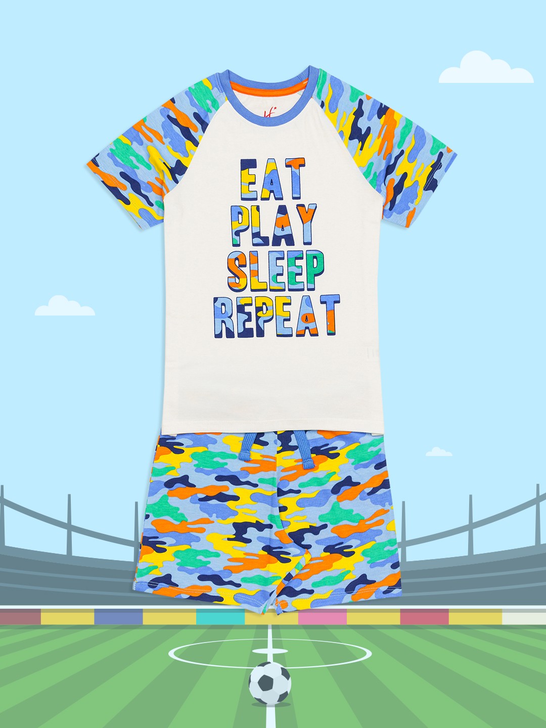 

H By Hamleys Boys Multicoloured Printed Pure Cotton T-shirt with Shorts, Multi