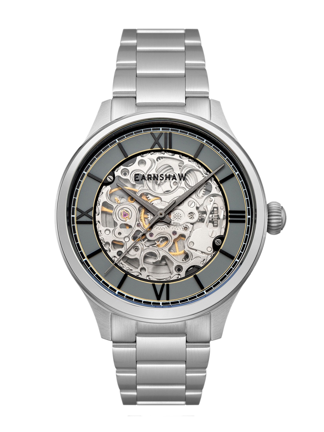 

EARNSHAW Men Silver-Toned Skeleton Dial & Bracelet Style Straps Analogue Watch ES-8230-22