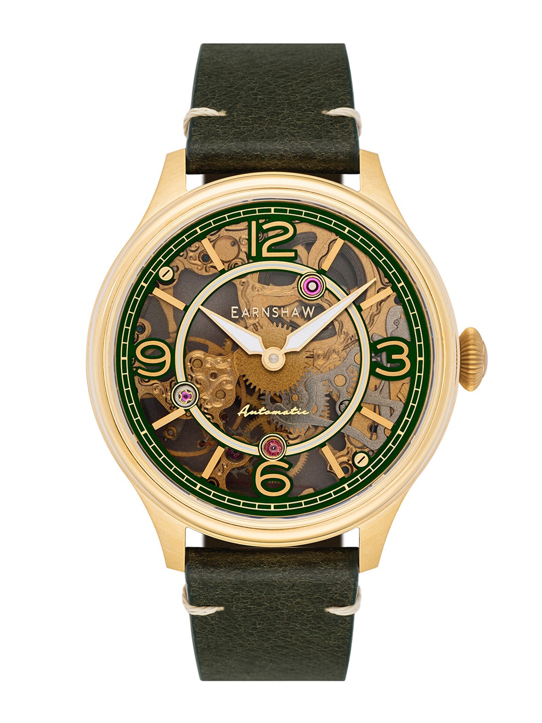 

EARNSHAW Men Green Dial & Leather Straps Analogue Automatic Powered Watch ES-8231-02
