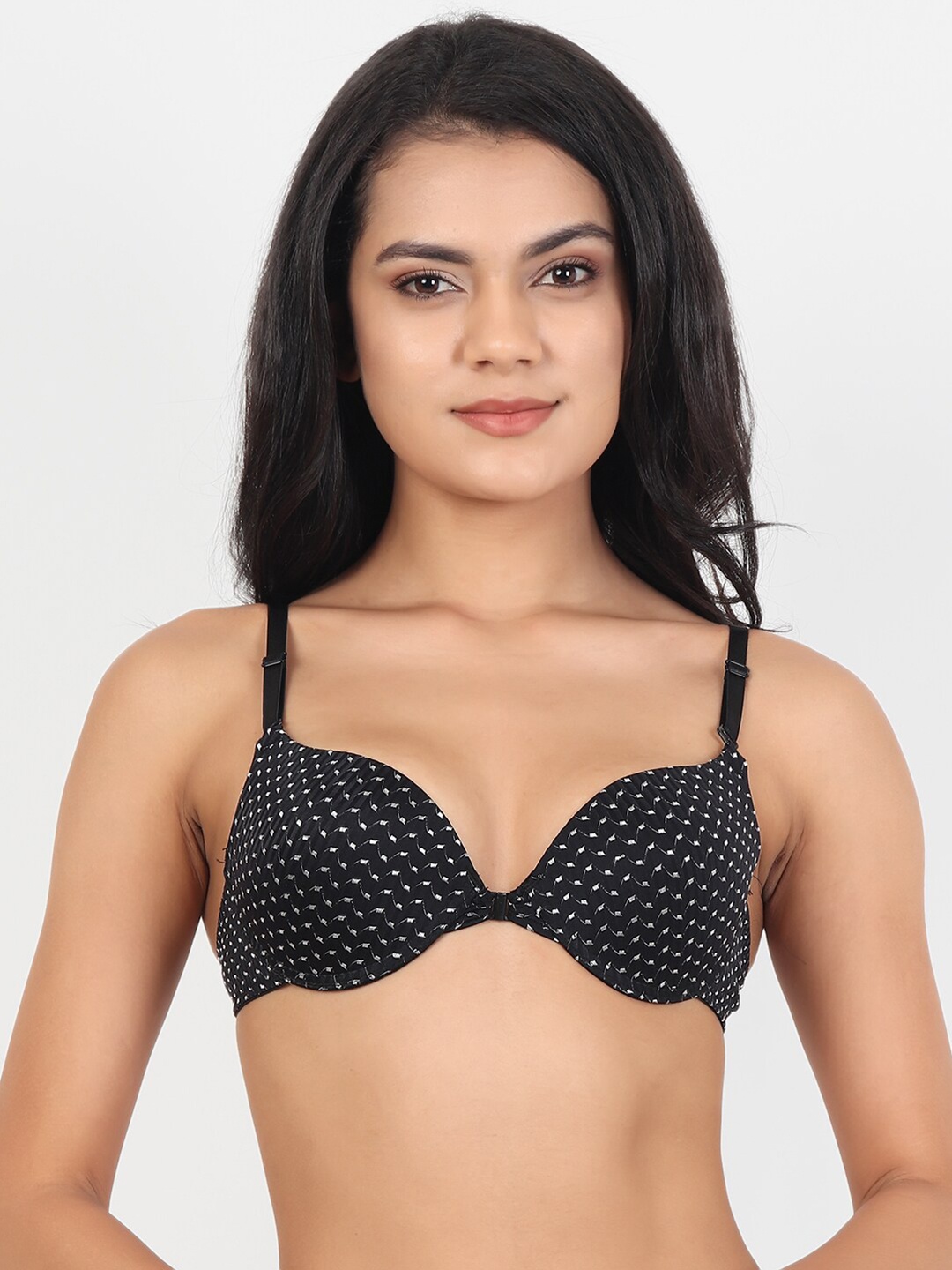 

Lebami Black Abstract Printed Underwired Lightly Padded Cotton Bra