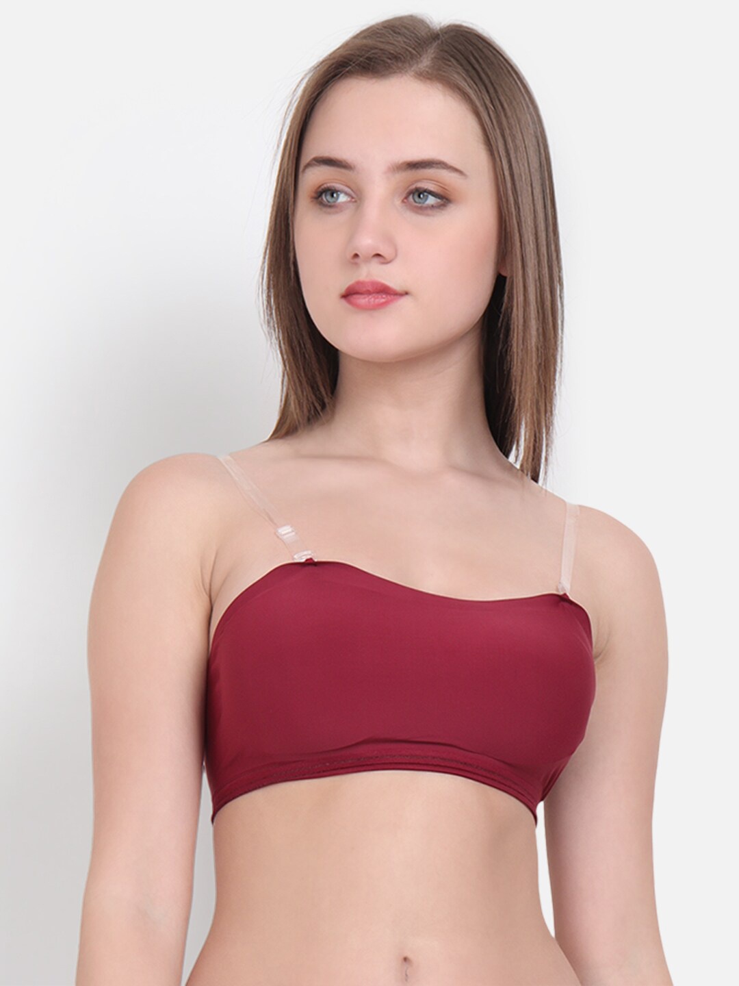 

Lebami Maroon Solid Bandeau Bra