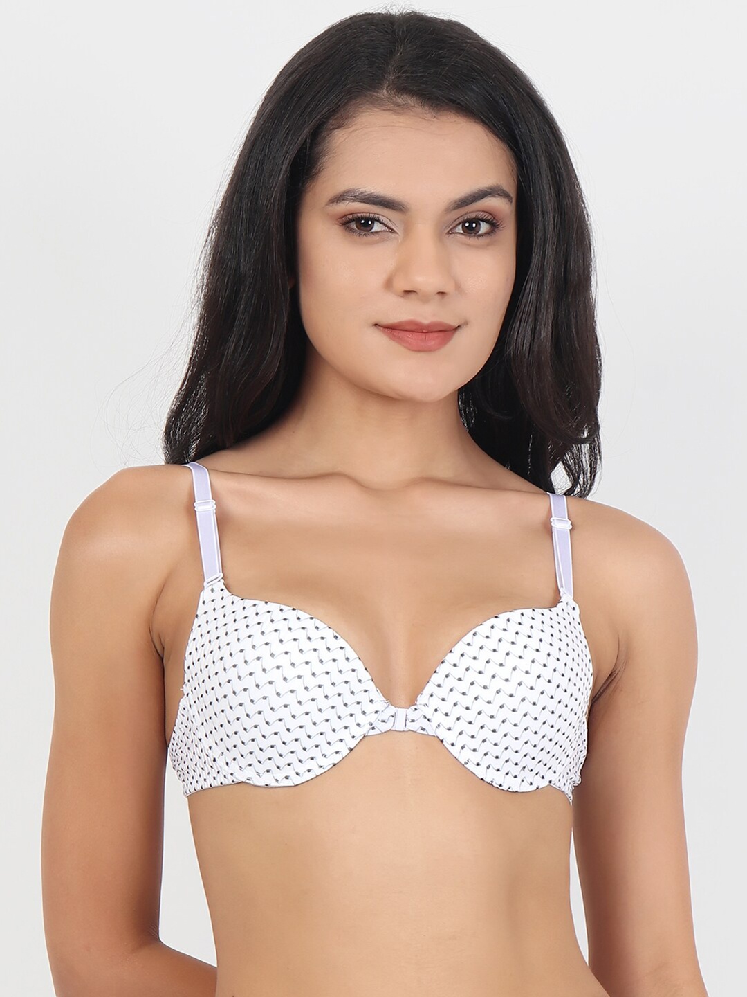 

Lebami White Abstract Underwired Lightly Padded Bra