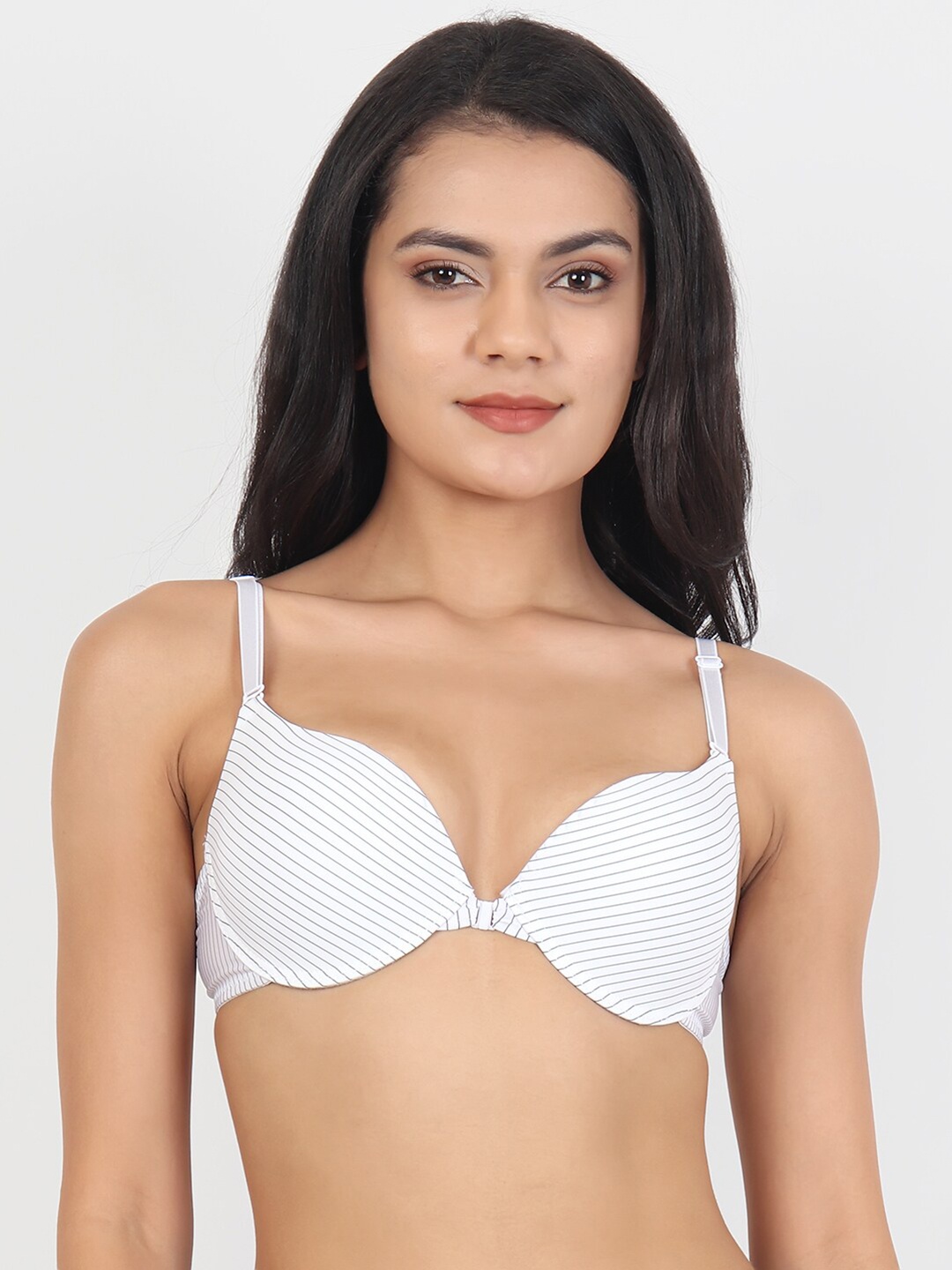 

Lebami White & Grey Underwired Lightly Padded Bra