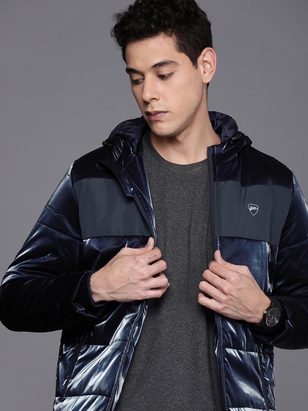 

Ducati Men Navy Blue Padded Jacket