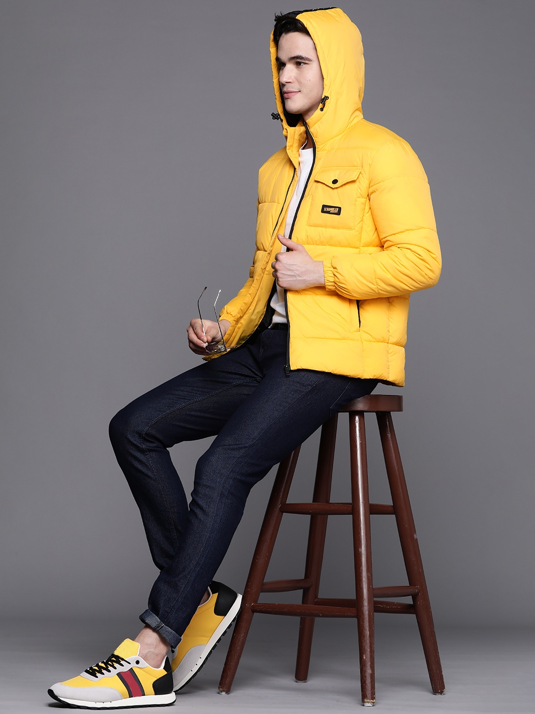 

Ducati x Scrambler Men Solid Hooded Padded Jacket, Yellow