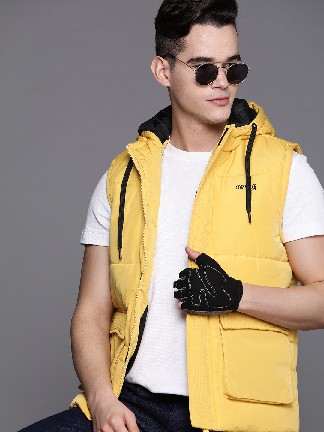 

Ducati Scrambler Padded Hooded Sleeveless Jacket, Yellow