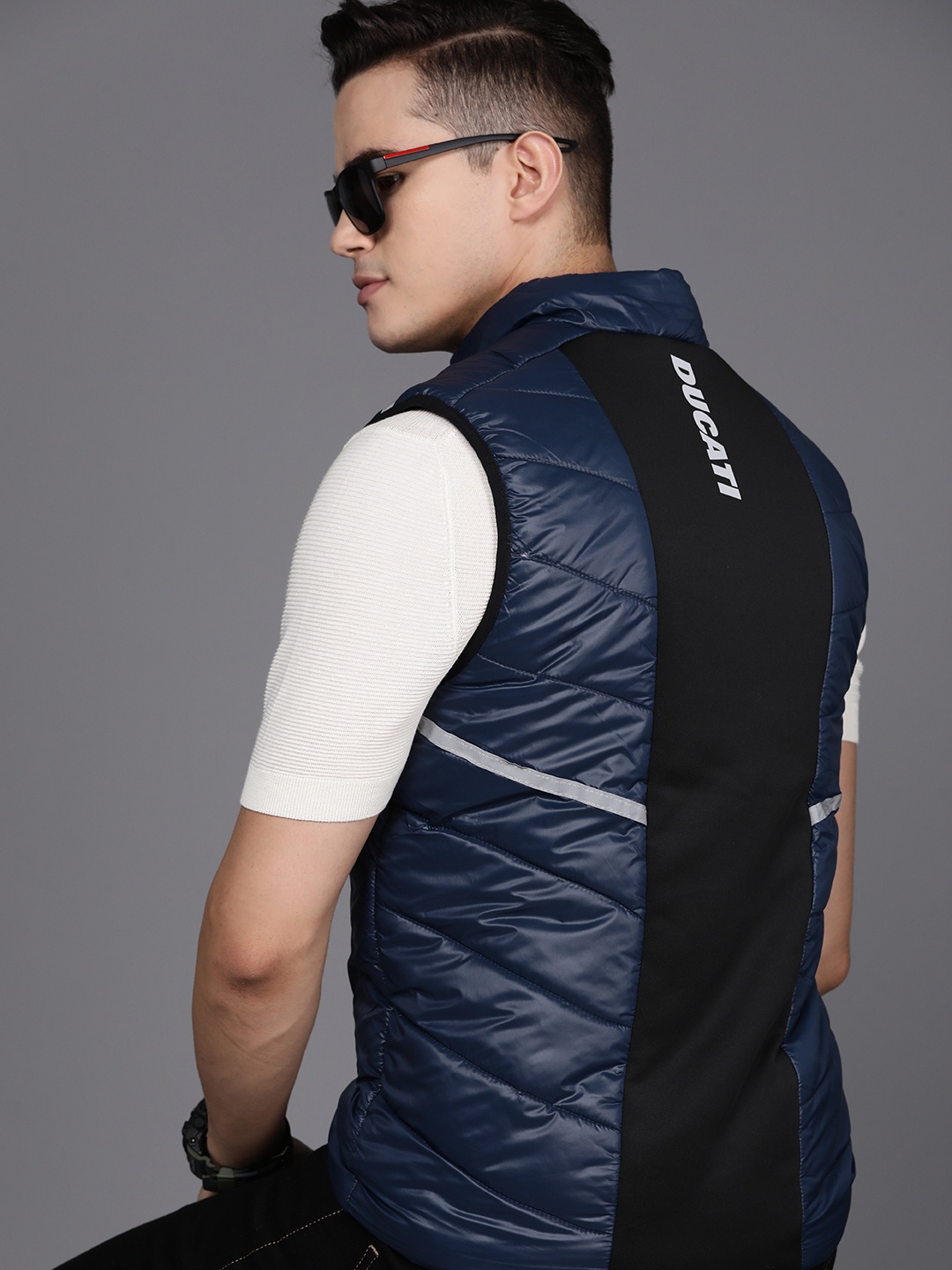 

Ducati Colourblocked Puffer Jacket, Navy blue