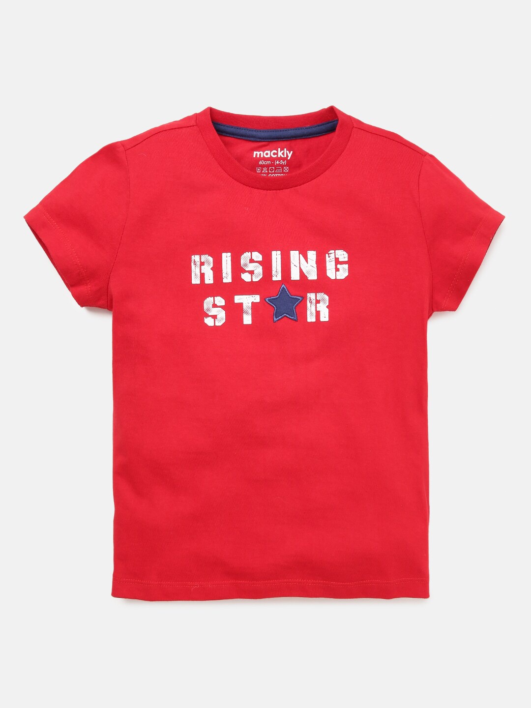 

mackly Girls Red Typography Printed Cotton T-shirt