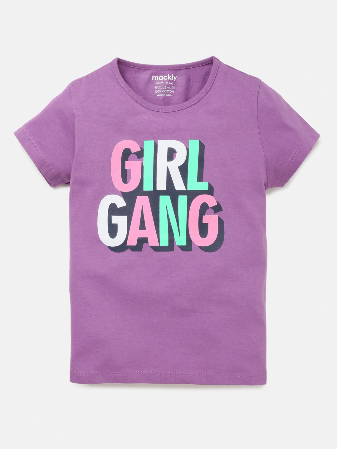 

mackly Girls Purple Typography Printed T-shirt