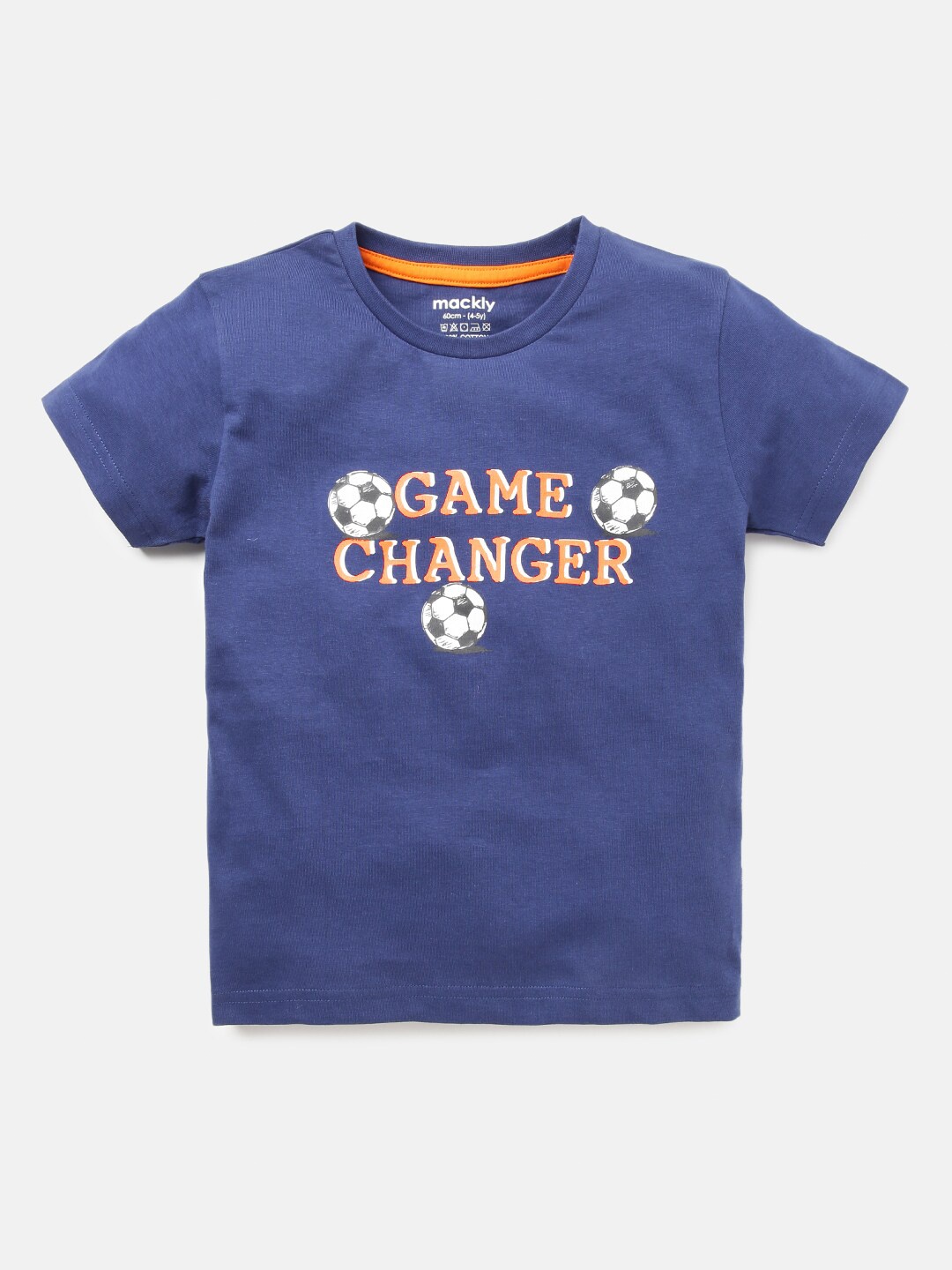 

mackly Boys Navy Blue Typography Printed Cotton T-shirt