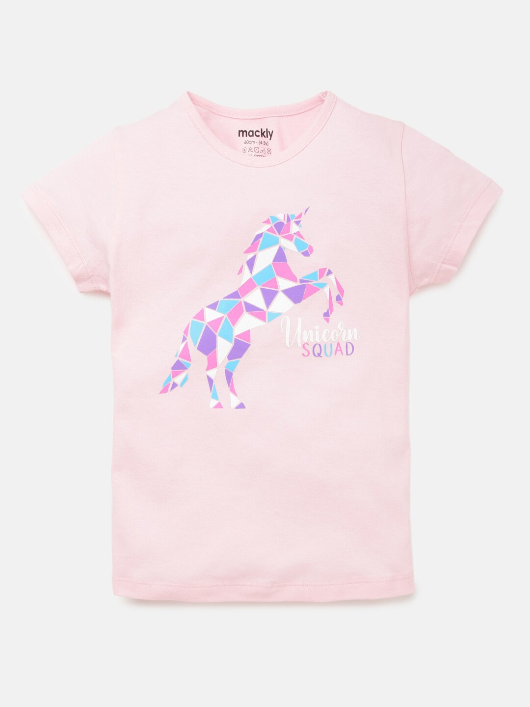 

mackly Girls Pink Printed Cotton T-shirt