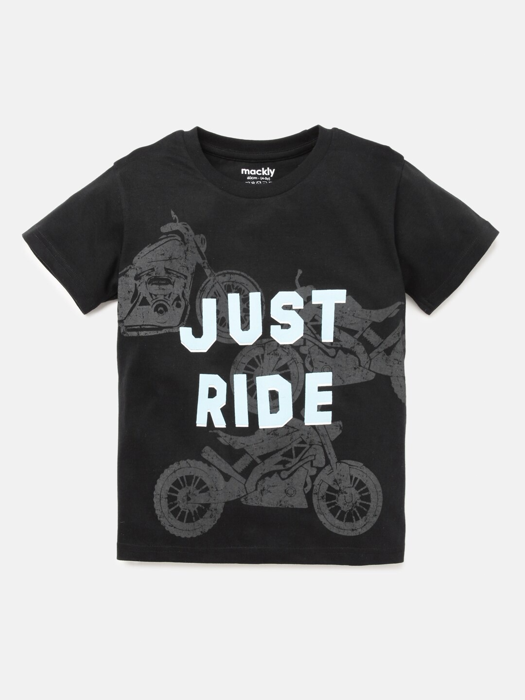 

mackly Boys Black & White Printed T-shirt