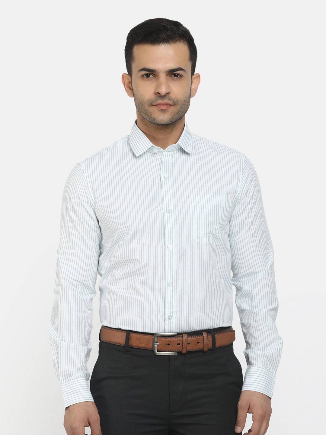 

Cherokee Men Teal Classic Striped Formal Shirt