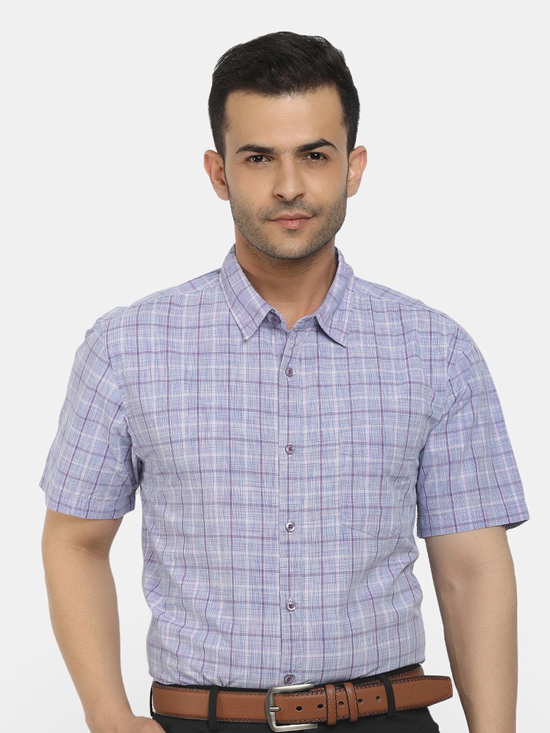 

Cherokee Men Lavender Classic Checked Regular Fit Casual Shirt