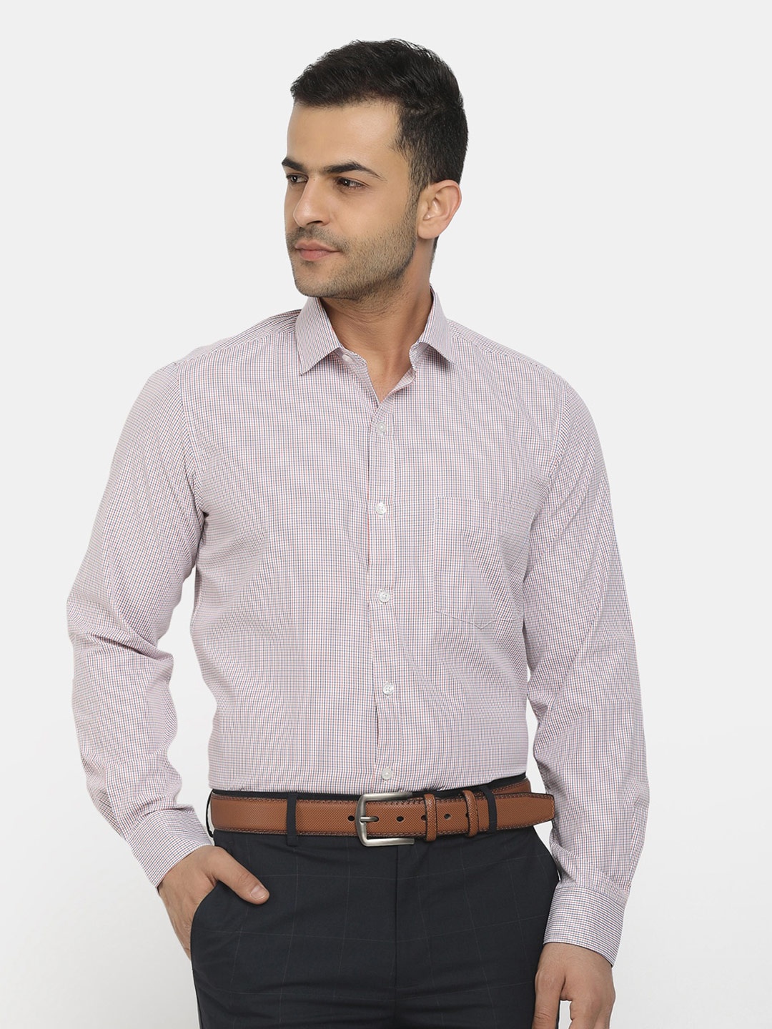 

Cherokee Men White Classic Micro Checks Checked Casual Shirt