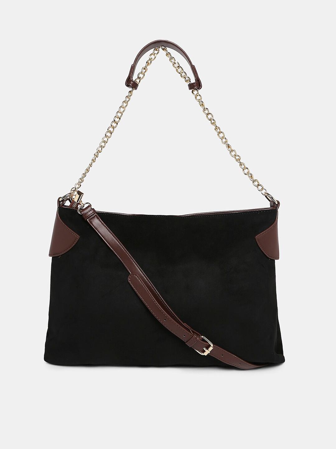 

20Dresses Black Suede Structured Shoulder Bag