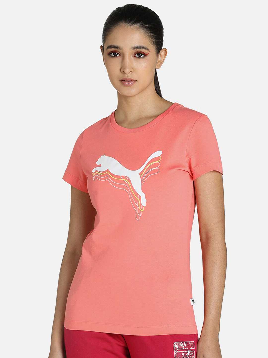 

Puma Women Peach-Coloured Rebel Graphic Regular Fit Pure Cotton T-shirt