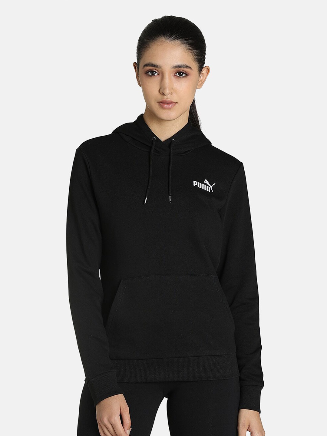 

Puma Women Black Embroidered Hooded Regular fit Cotton Sweatshirt