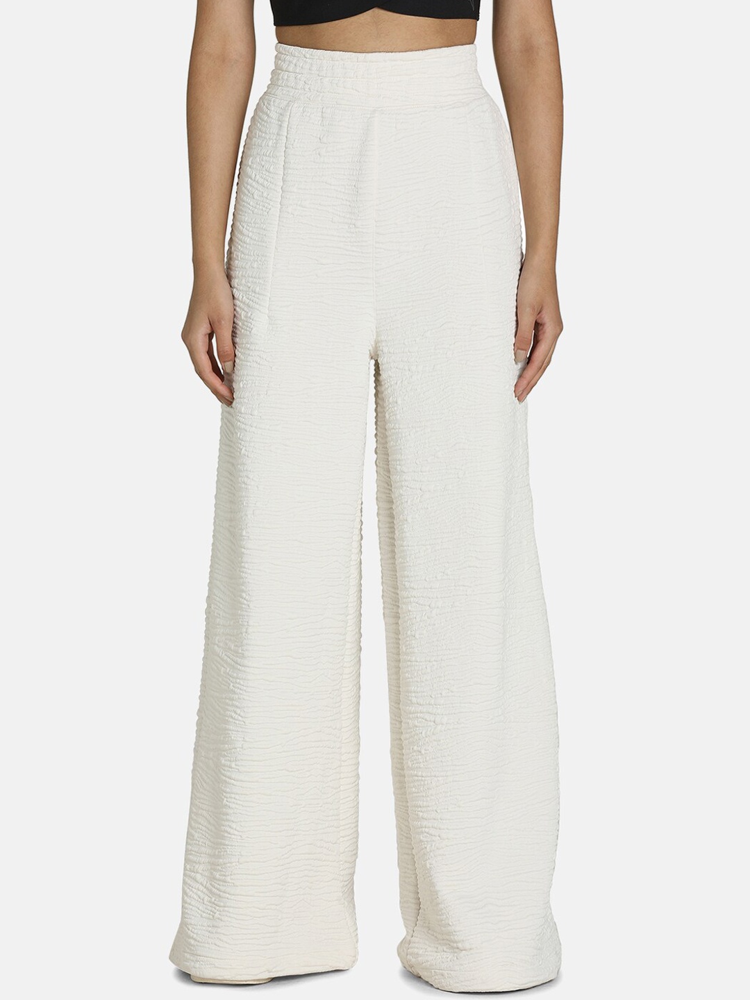 

Puma Women White Flared High-Rise Trousers