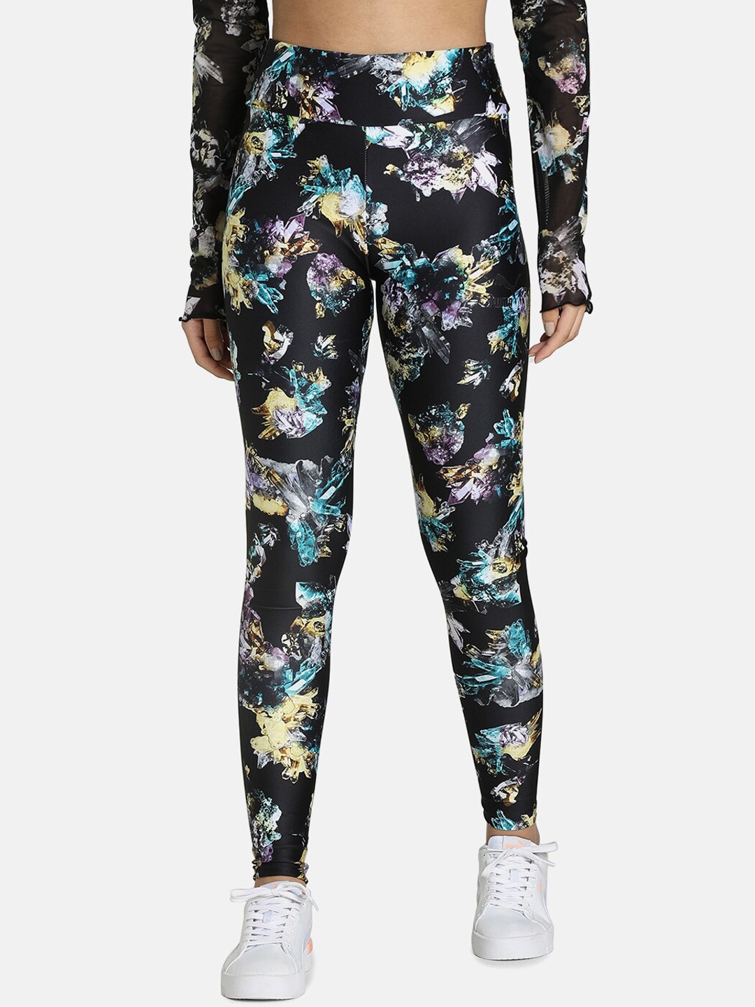 

Puma Black Floral Printed High-Waist Tights