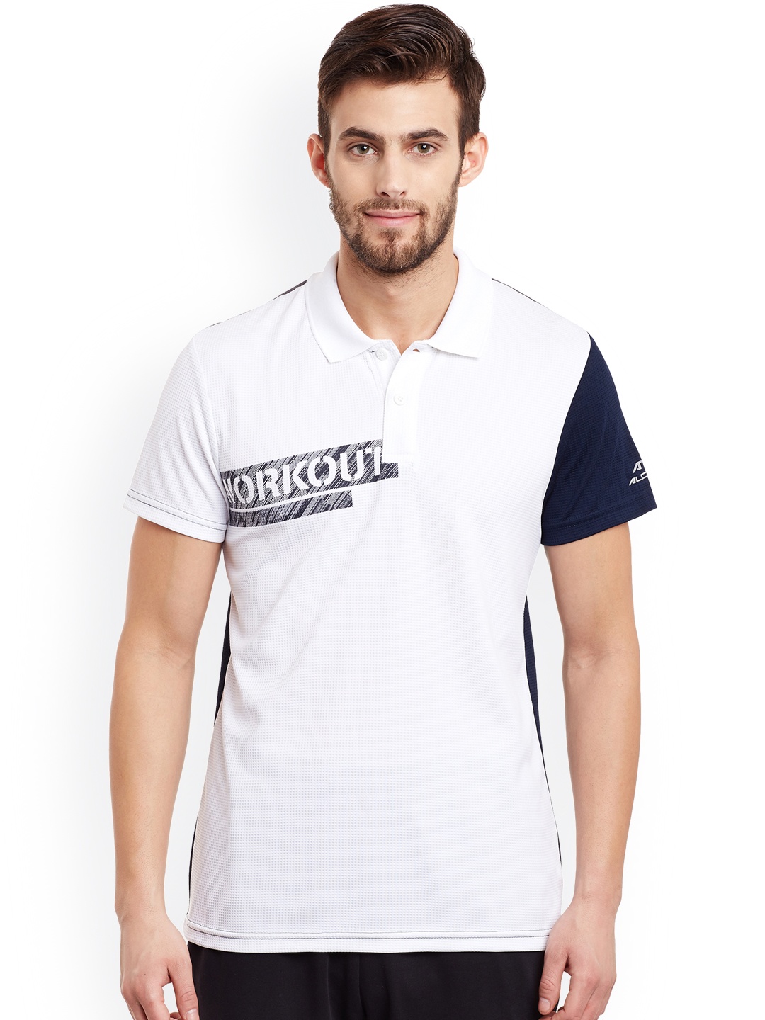 

Alcis Men White Solid Polo Collar T-shirt