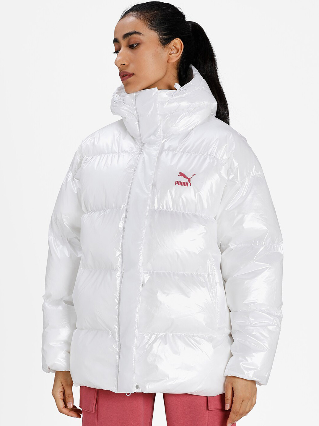

Puma Women White Classics Oversized Regular Fit Jacket