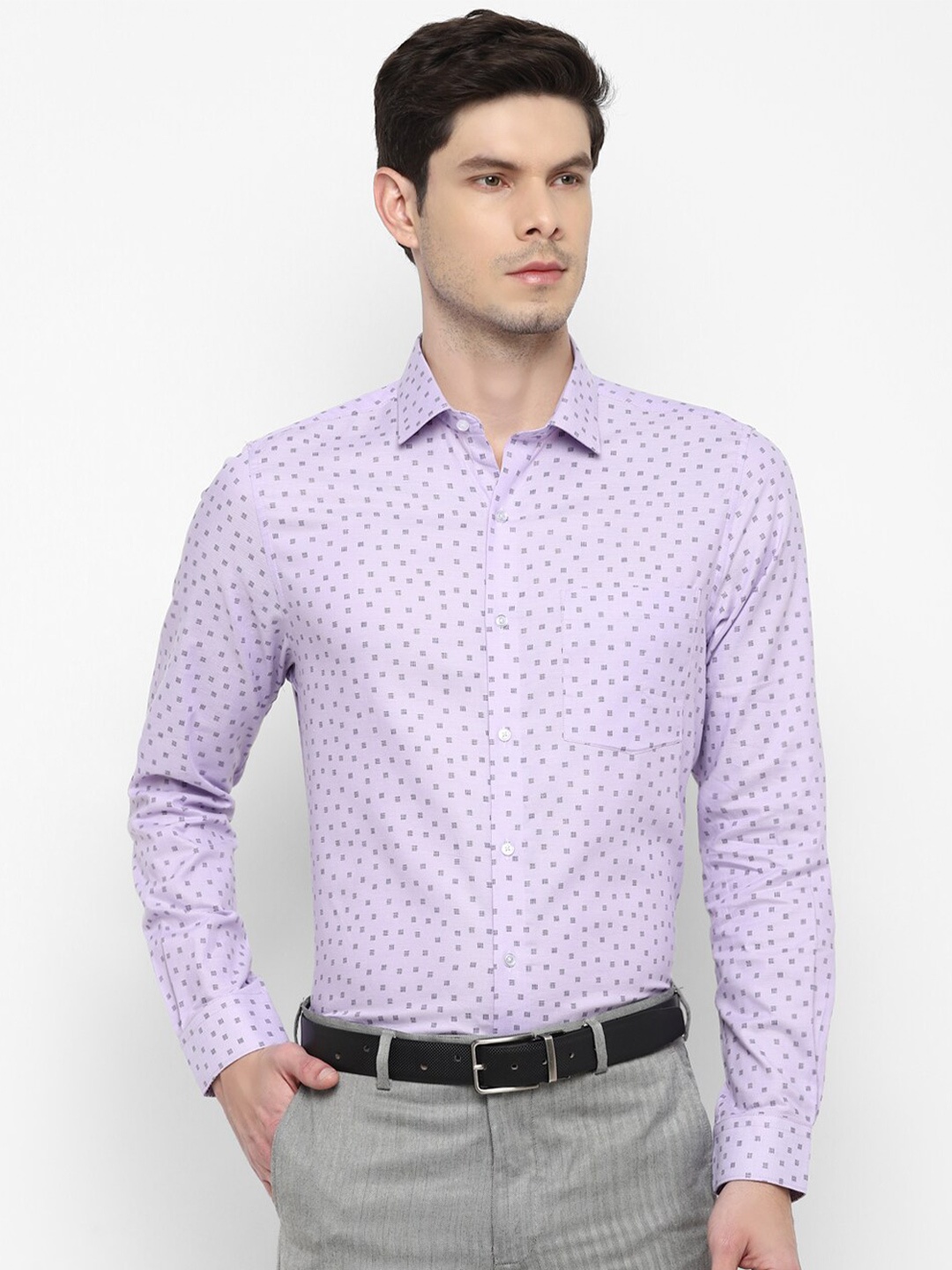 

Turtle Men Purple Slim Fit Micro Ditsy Printed Cotton Casual Shirt