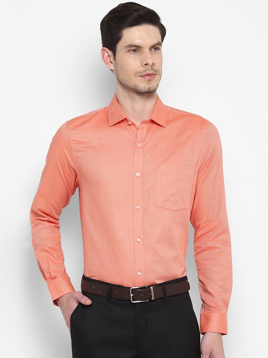 

Turtle Men Orange Slim Fit Cotton Formal Shirt